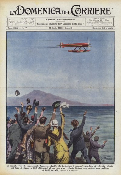 The Superb Flight of Marshal Francesco Agello, Who Broke the World Speed Record... by Achille Beltrame